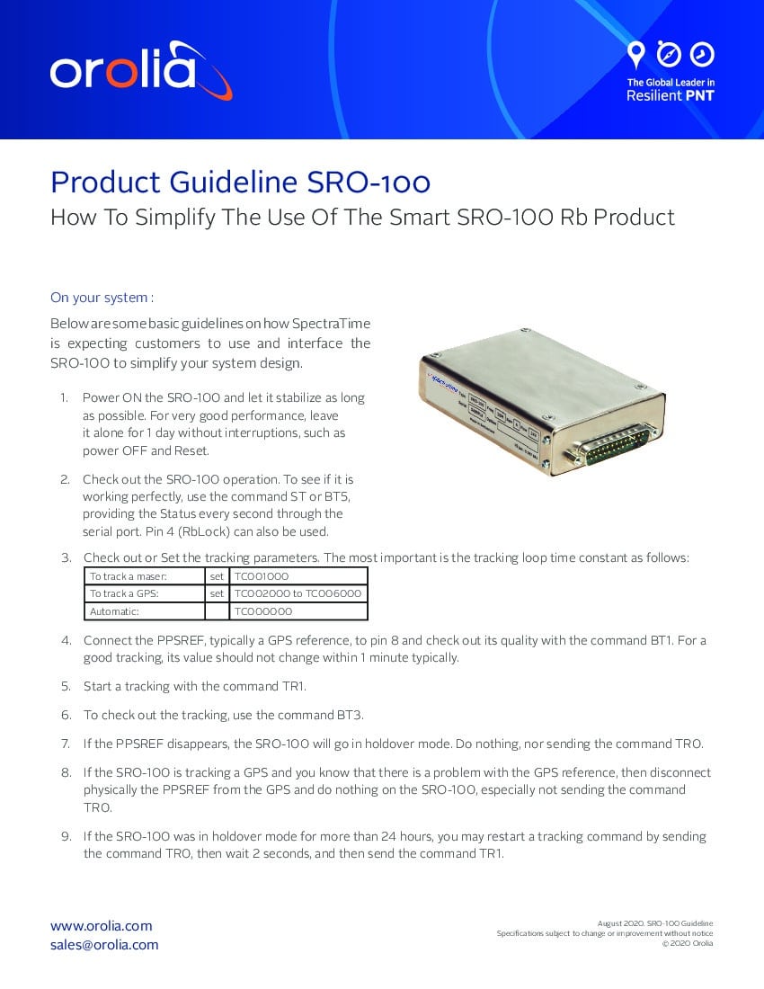SRO-100 Rb App Note: Product Guidlines