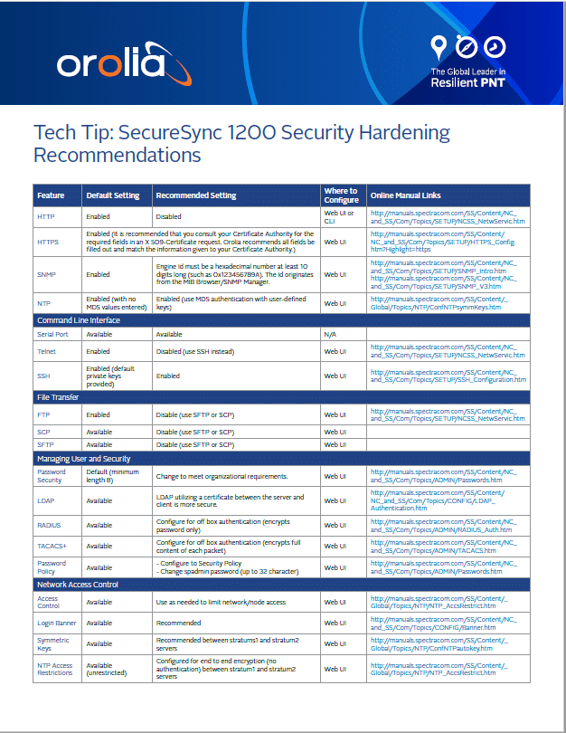 Tech Tip: SecureSync 1200 Security Hardening Recommendations